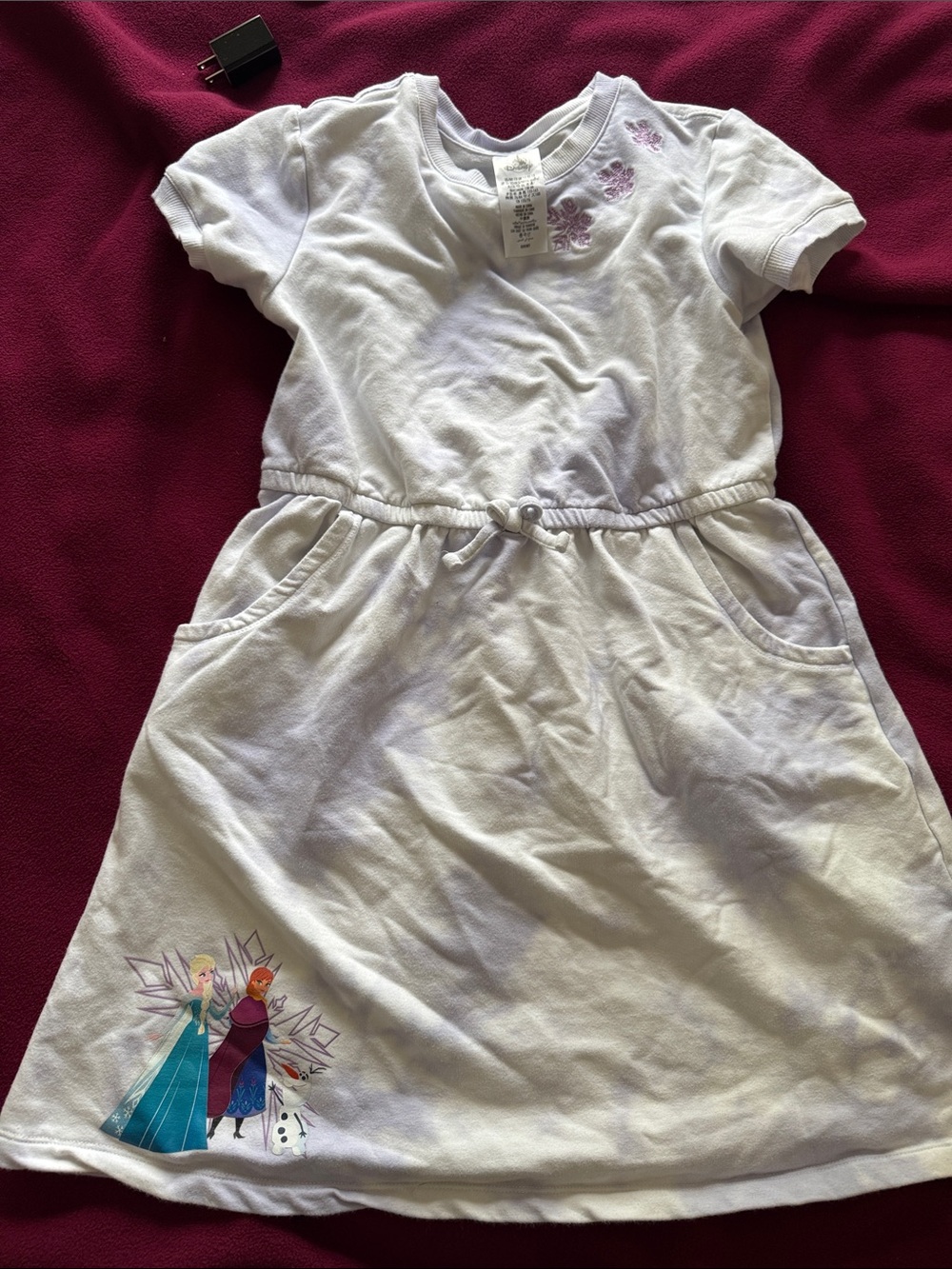Kids White Frozen Character Short Sleeve Dress